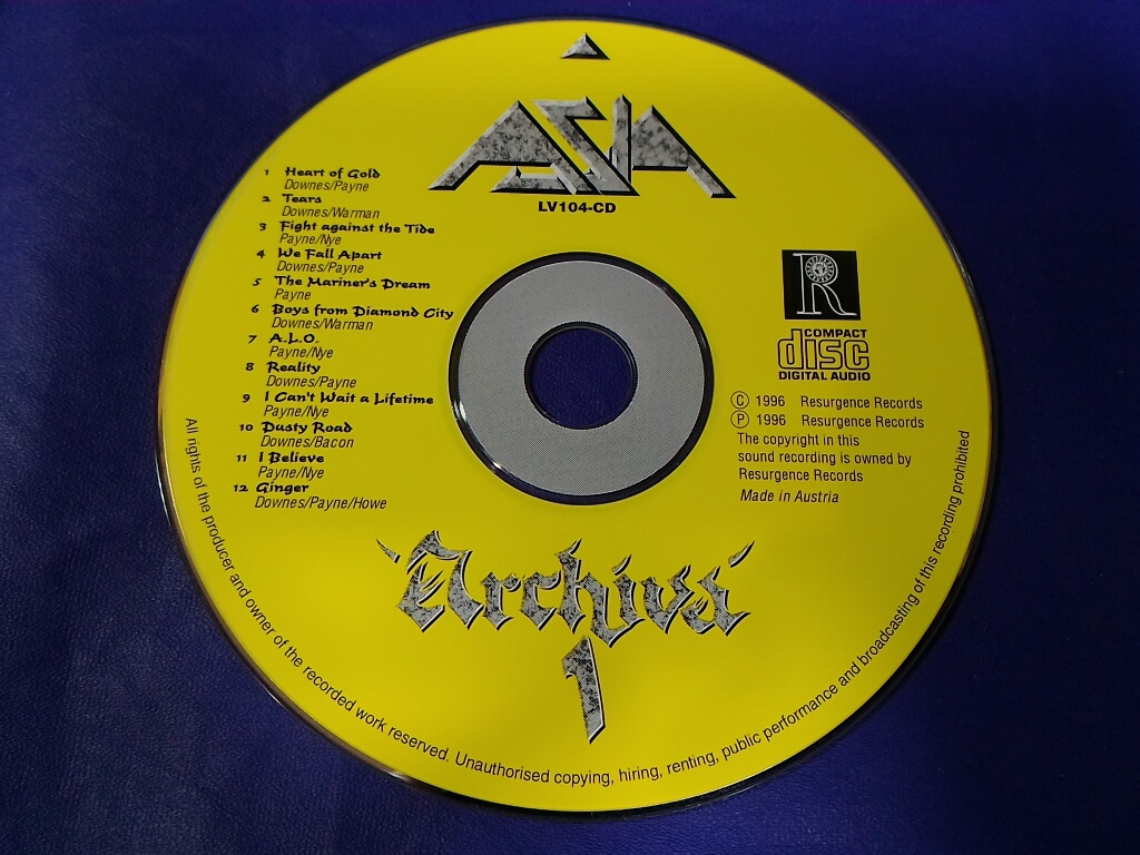 Asia-'ARCHIVA'1 LV 104-CD 1996 Austria CD 604388200924 | eBay